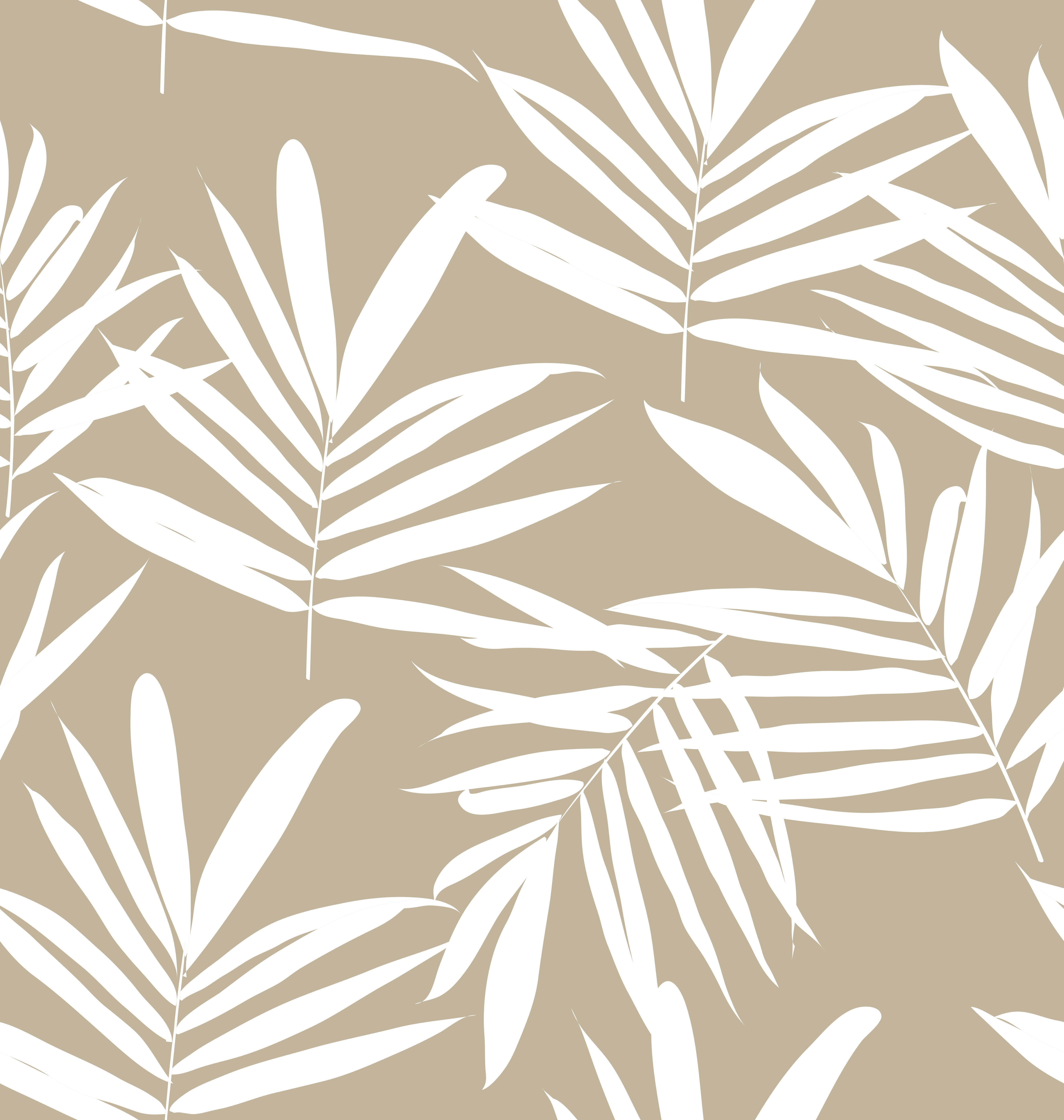 Subtle Elegance: White on Beige Leaf Pattern