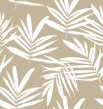 Subtle Elegance: White on Beige Leaf Pattern