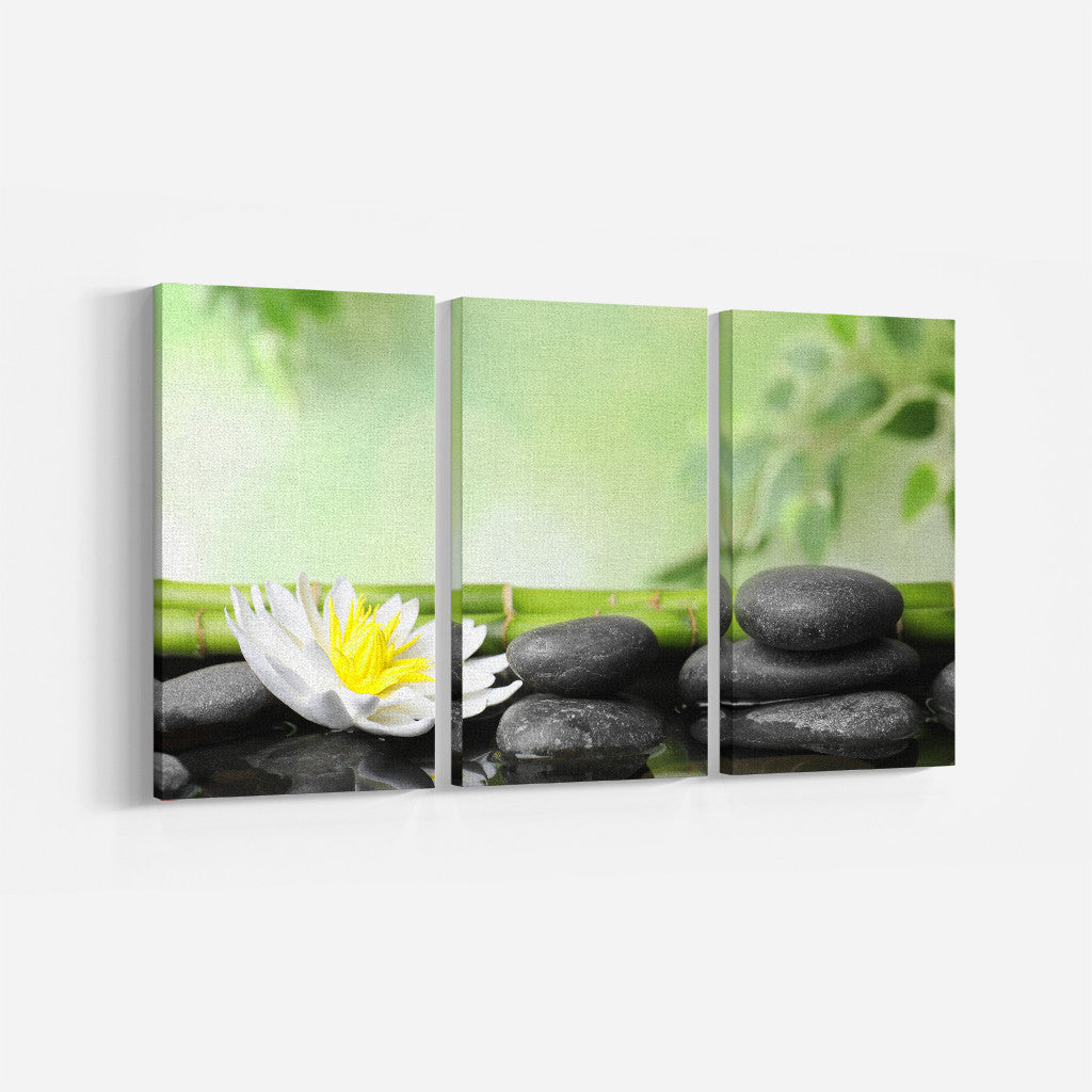 Bamboo & Petals_3 Piece Split Canvas WallPrint