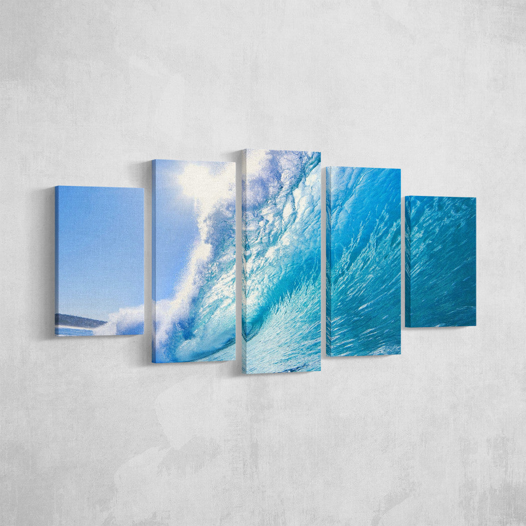 Blue Wave _5 Piece Split Canvas WallPrint
