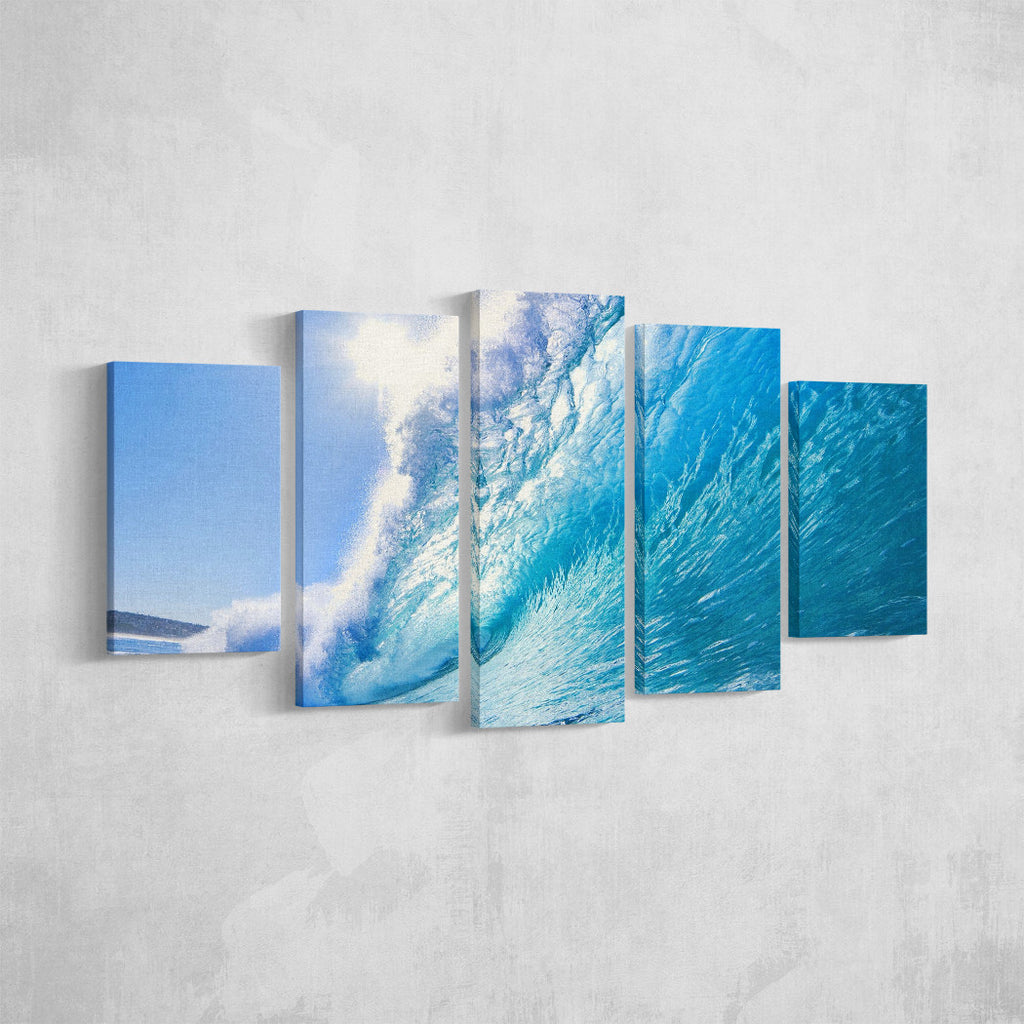 Blue Wave _5 Piece Split Canvas WallPrint