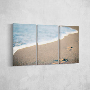 Footprints on the beach_3 Piece Split Canvas WallPrint