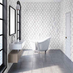 Marble Marquetry White & Rose Gold Wallpaper Graham & Brown