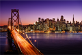 San Francisco skyline and Bay Bridge at sunset, California WallPrint