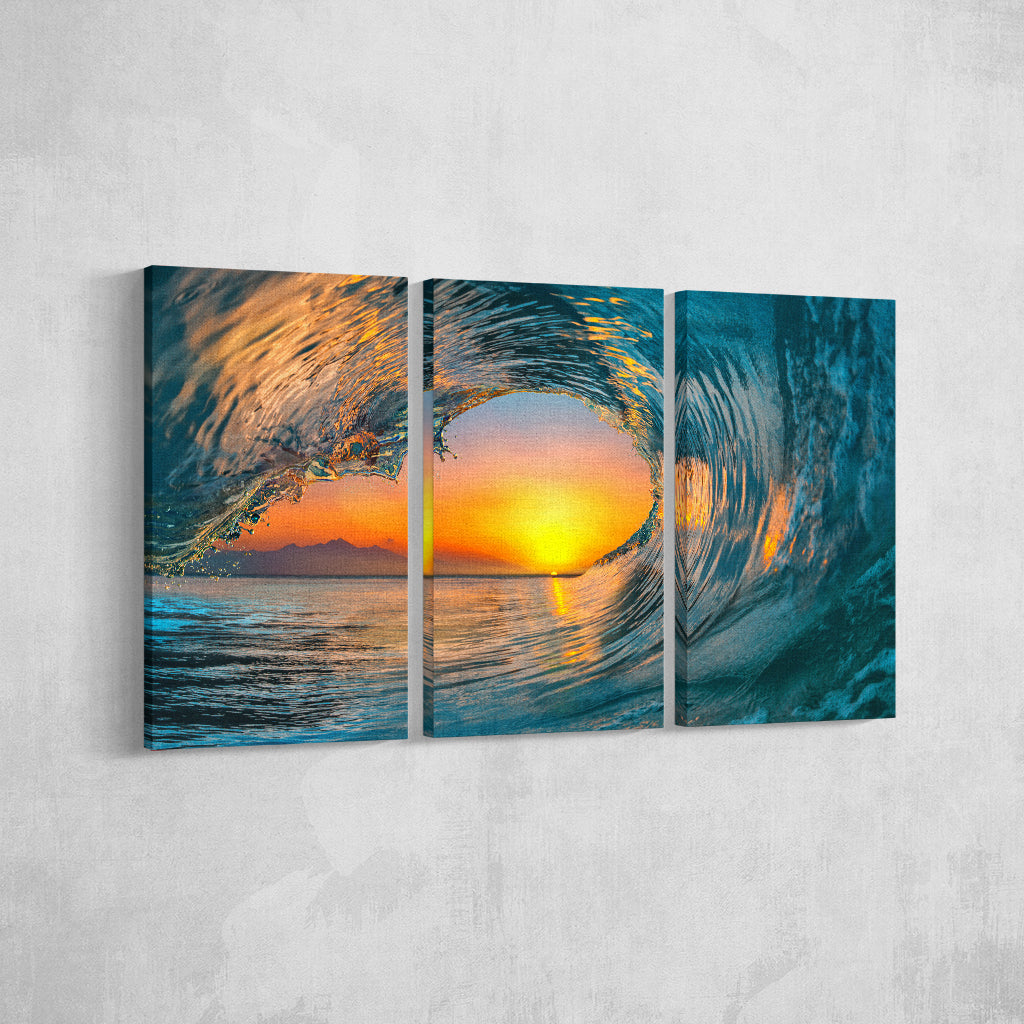 Sunset Wave _3 Piece Split Canvas WallPrint