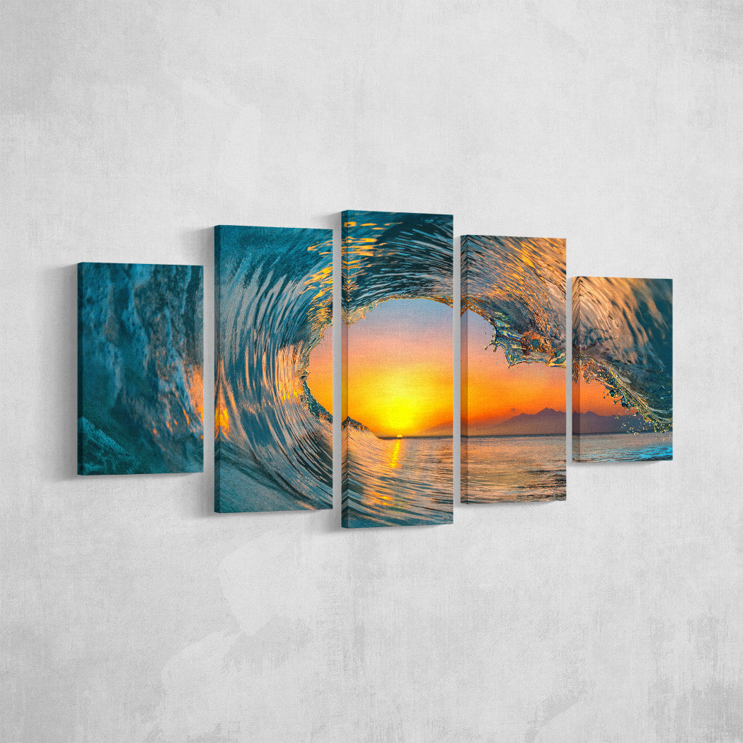 Sunset Wave _5 Piece Split Canvas WallPrint