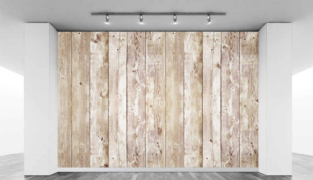 Vertical light wood slats WallPrint
