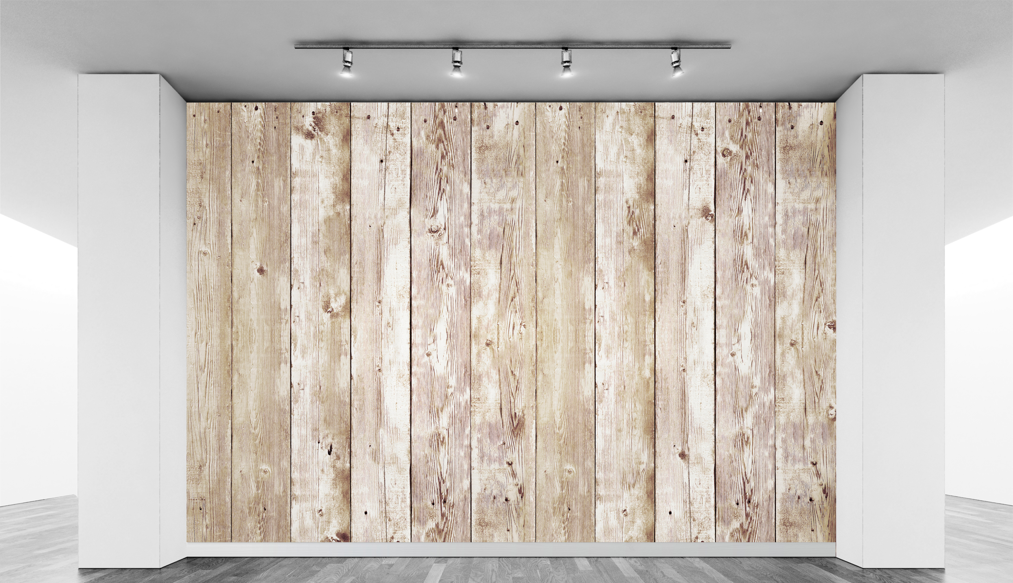 Vertical light wood slats WallPrint