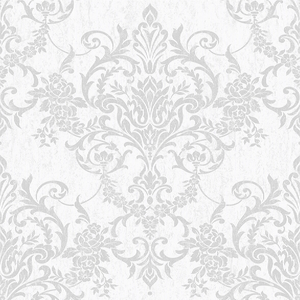 Victorian Damask Silver Wallpaper Graham & Brown