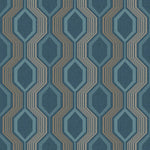 Hexagon Blue/Gold Wallpaper Wallprint Store