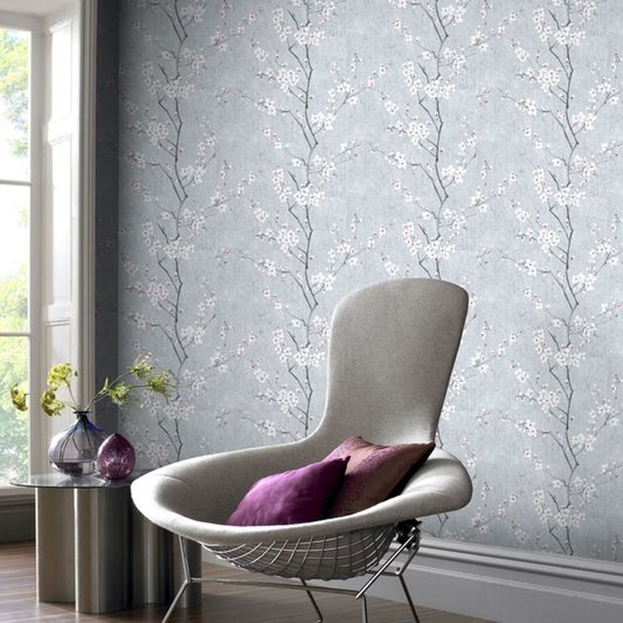 Pale Blue Sakura Wallpaper Graham & Brown